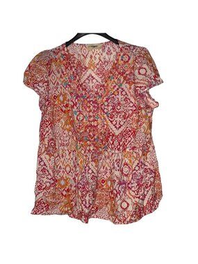 Savanna Jane Embroidered Peplum Top Sz 1X Colorful Boho